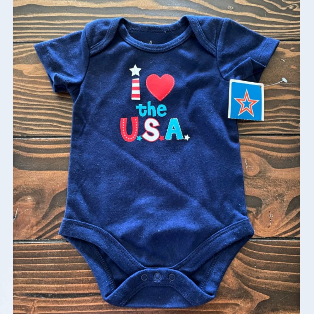 5/$20 NEW 0-3M Infants I ❤️ The U.S.A. 4th of July Graphic Bodysuit